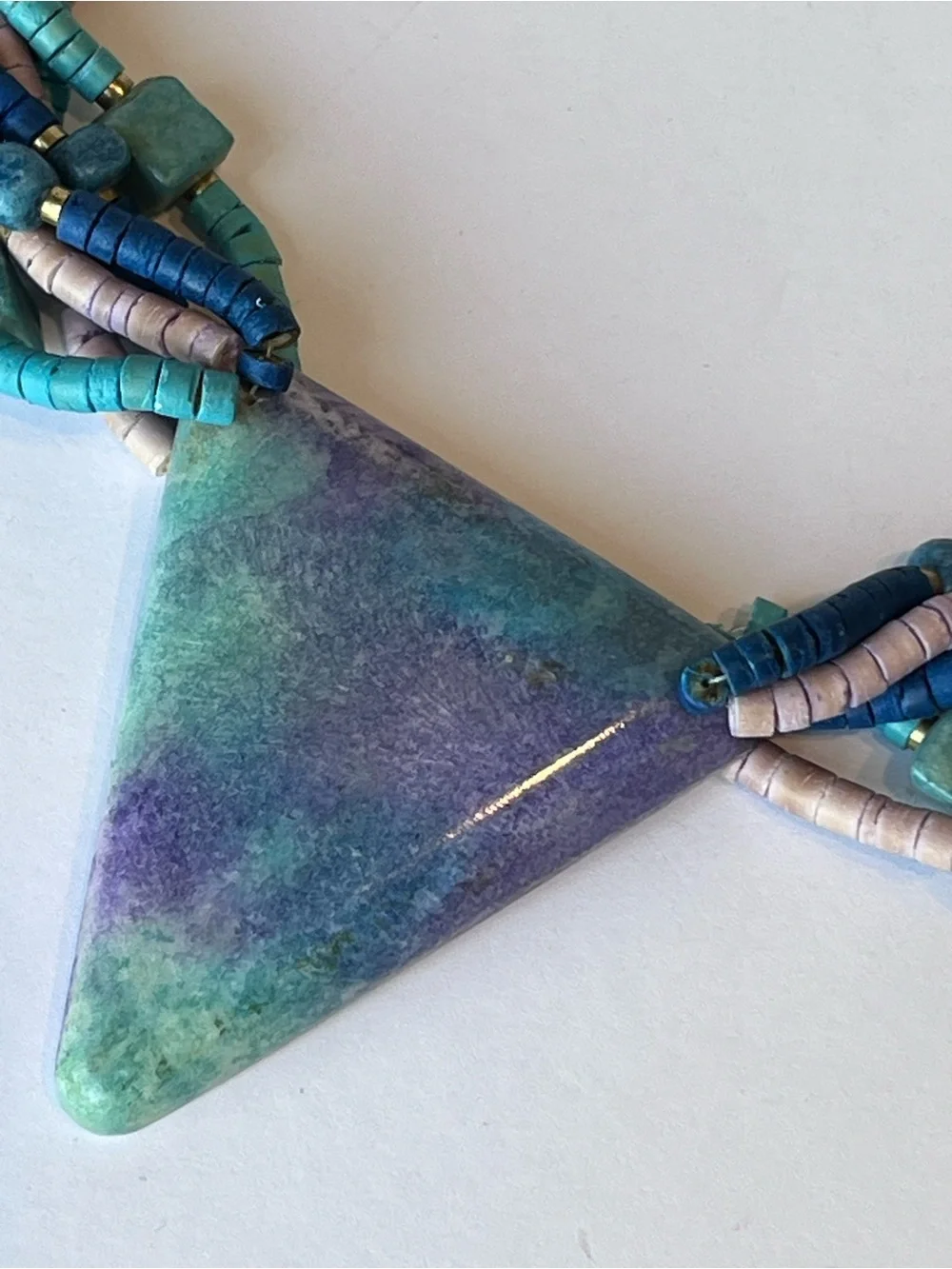 80’s Chunky Statement Necklace Teal Purple Geometric